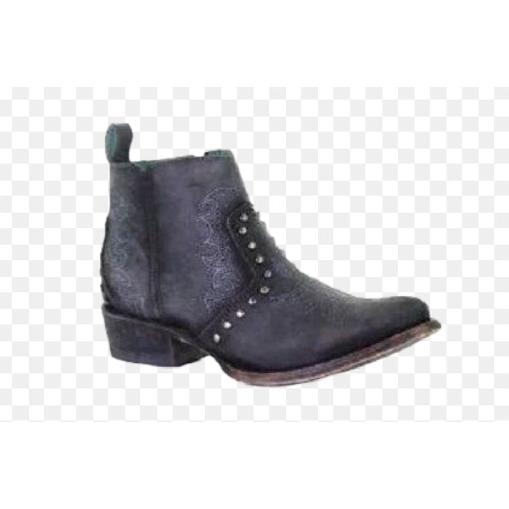 Corral Black Embroidery & Studs Round Toe Ankle Boots Size 10